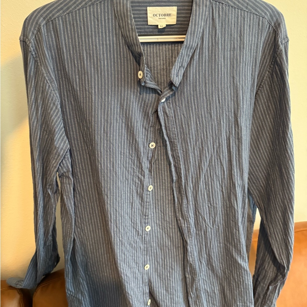 Octobre Editions Men's Blue Striped Casual Shirt